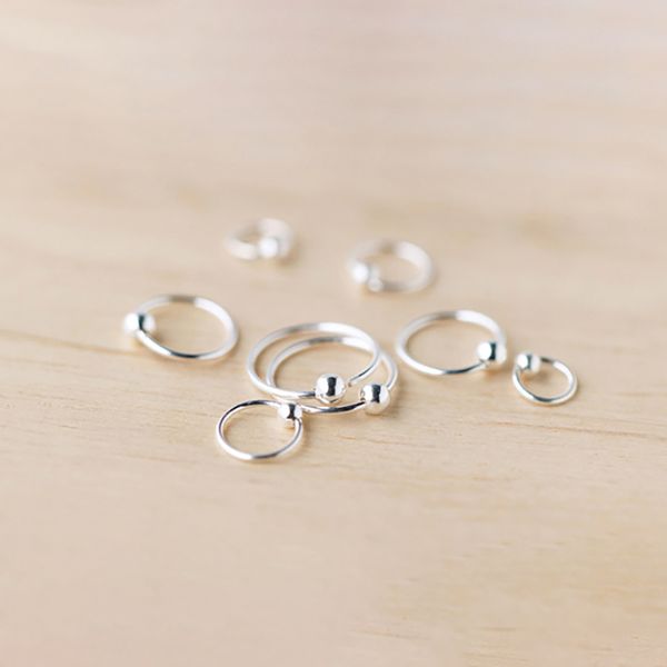 

1 pair minimalist ear piercing tragus helix cartilage earrings tiny ball hoop earrings 6mm 10mm 12mm tls, Golden;silver