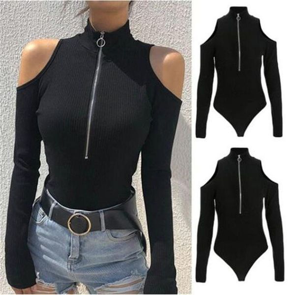 

women autumn strapless jumpsuit fashion ladies black playsuit casual slim bodysuit, Black;white