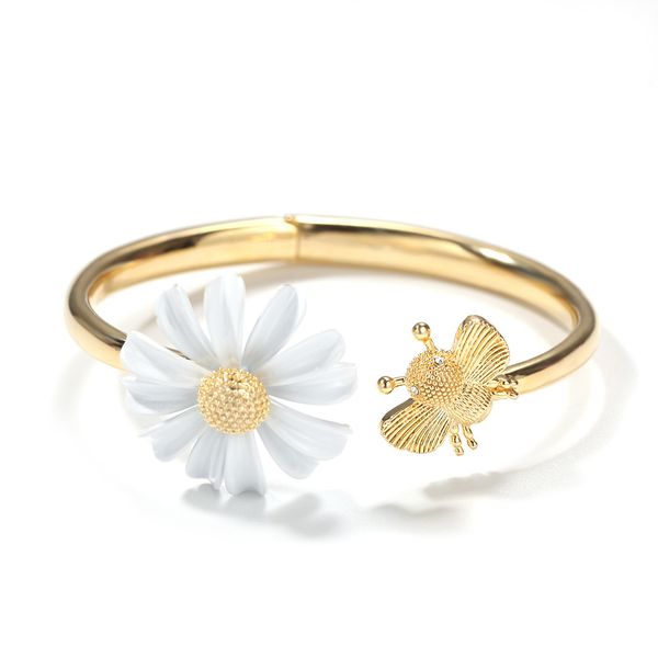 

Fashion Jewelry Small Daisy Bracelet Latest Bee Paint Flower Rings Opening Design Bangle Bracelet For Women