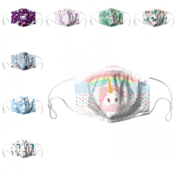 

dustproof kids face mask protective respirator foldable mascarilla hanging ear lovely unicorn rainbow clouds fashion adjustable new 6jq d2
