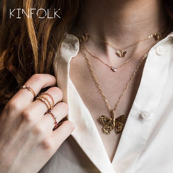 

kinfolk gold fashion butterfly necklace for women chains layered necklaces chocker chain personalised necklace jewelry 2020, Silver