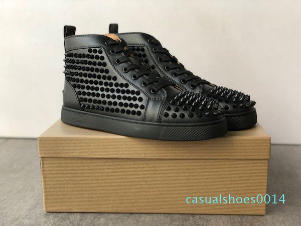 

designer sneakers studded spikes shoes mens trainers red bottom mens flat shoes graffiti party wedding shoes 20 colors c14, Black
