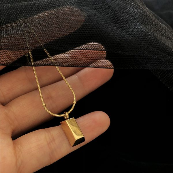 

timeless wonder titanium gold brick цепь змейки чокеровщика ожерелье женщины нержавеющей стали ювелирные изделия punk gothic boho ins топ 52, Golden;silver