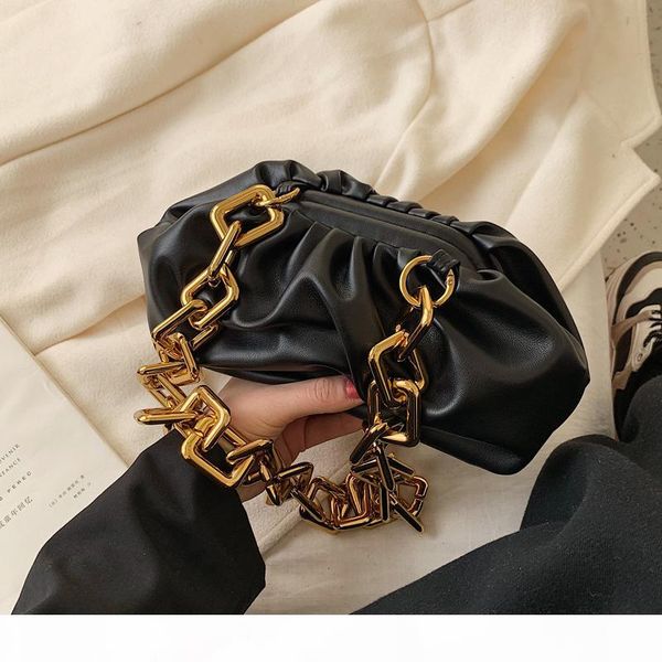 

2019 winter new women's handbag vintage chain shoulder elegant female soft crossbody bag quality leather messenger bag