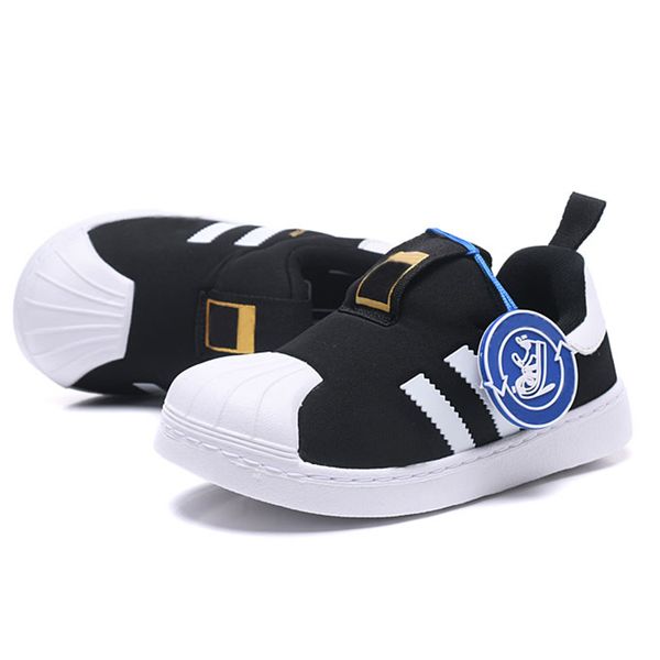 

original brand kids casual shoes superstar toddler trainer slip-on boys girls sneakers breathable children summer shoes, Black