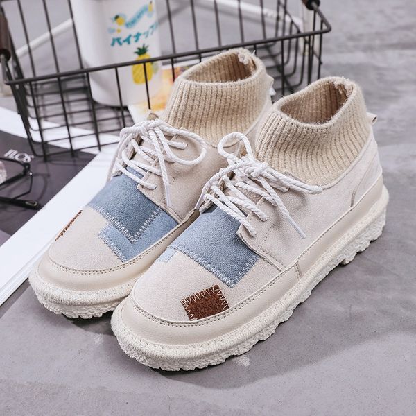 

women's boots martin boots autumn and winter new women's short shoes trend thick bottom plus velvet warm, Black