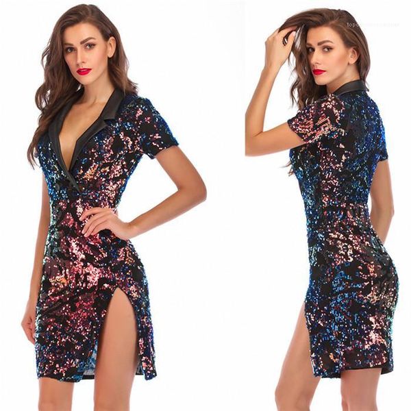 

designer dresses sequins split womens mini dresses deep v neck sleeveless high waist summer party dresses retro vintage, Black;gray
