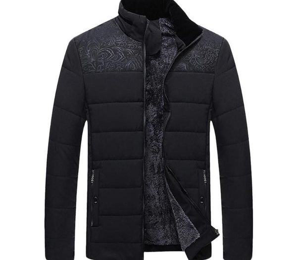 

winter jacket men 2018 fashion stand collar male parka warm fleece slim fit zipper coat parkas new, Black