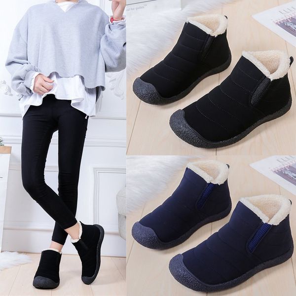 

women's shoes autumn and winter new european and american large size ladies snow boots flat with short women's boots, Black