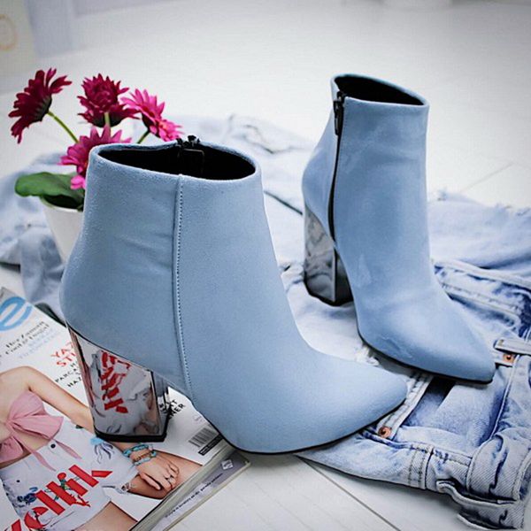 

boots single autumn winter women solid color ladies shoes side zipper pu leather thick heel ankle size 35-43, Black