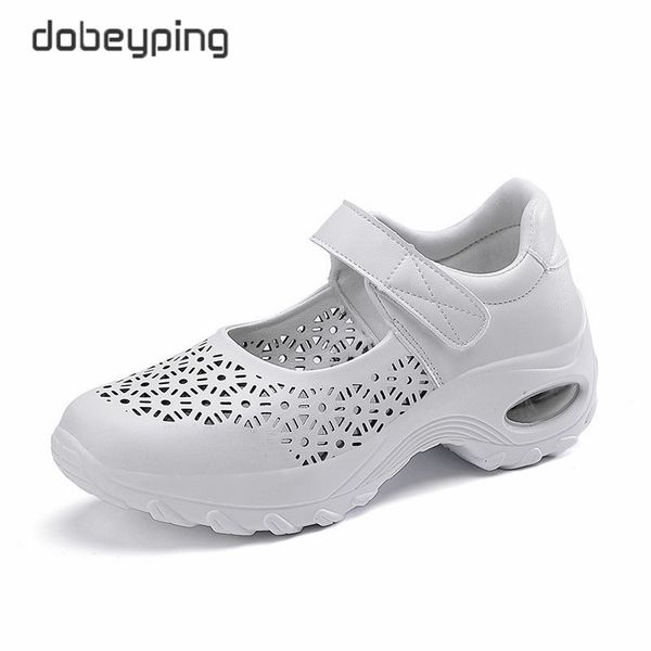

2020 new wedges women casual shoes cut out woman summer dance shoe flat platforms female sneakers breathable holes women's shoes, Black