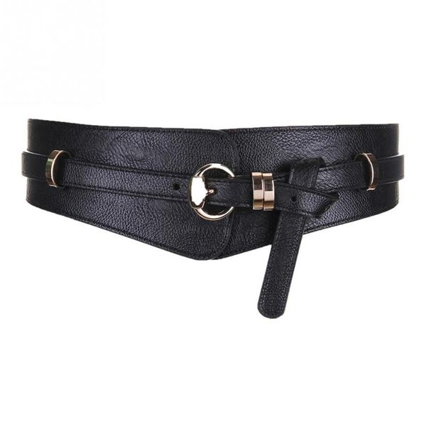 

cummerbund accessories adjustable d ring buckle luxury faux leather strap women belt dress vintage wide waist decorated ceinture, Black;brown