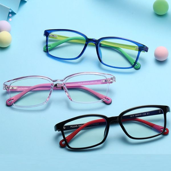 

anti-blue light glasses flexible super light-weighted prescription optical eyeglasses frame kid soft frame goggle plain glasses, Black