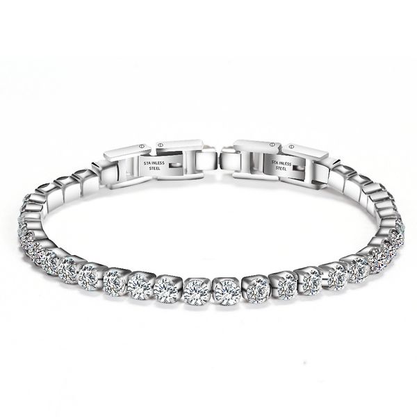 

fashion cubic zirconia bracelet by 316l stainless steel with 2 clasps size adjustable, Black