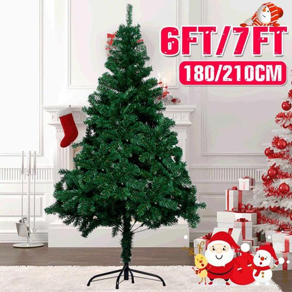 

6/7ft christmas tree green miniature tree artificial decoration full with solid metal stand for home party decoration