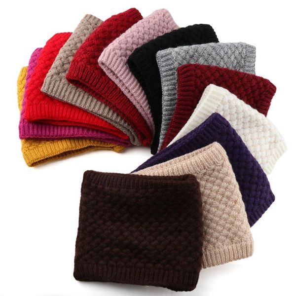 

1pc women winter knitted scarf neck cowl collar velvet warm scarf circle infinity cable warm thick shawl fashion accessories, Blue;gray