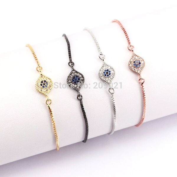 

10pcs cute new fashion micro pave full cz eye charm connector bracelet jewelry, Black