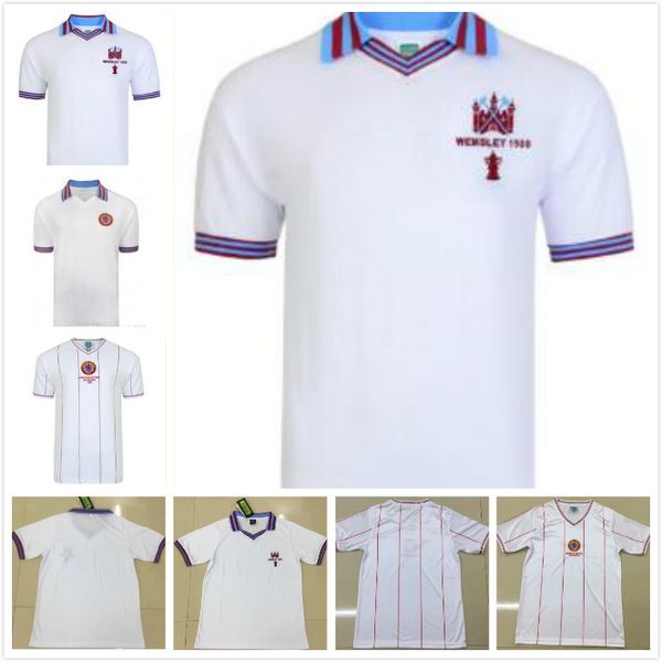 

1982 retro version aston villa soccer jerseys 1980 aston villa white short sleeve football shirt uniform, Black;yellow