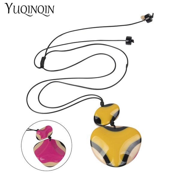 

long rope chains fashion necklace for women geometric acrylic resin big stripe pendants classic necklaces new jewelry wholesale, Silver