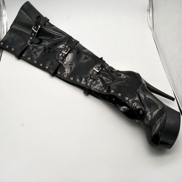 

laijianjinxia motorcycle fetish shoes over the knee ultra high heels platform long women dance boots lj201030, Black