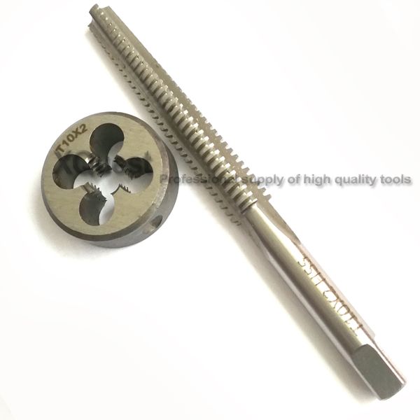 

2pcs metric trapezoidal thread tap and die set tr10 tr10x2 tr10x3 t left hand tr screw taps round dies t10 t10x2 t10x3
