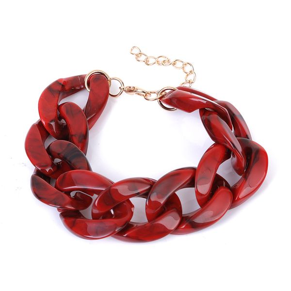 

4 colors fashion women bracelet cute plastic acrylic link chain bracelets red blue green male arm jewelry wholesale pulseras, Black