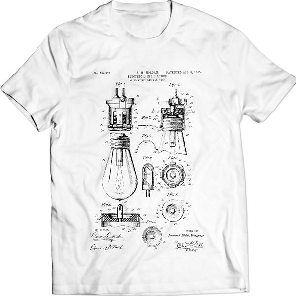 

2019 new cool tee shirt electric-light fixture bulb patent t-shirt 100% cotton fashion cotton t-shirt