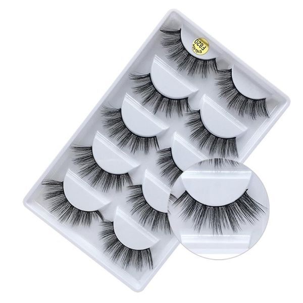 

5 pairs long professional thick 3d soft handmade makeup tool natural false eyelash mink hair reusable