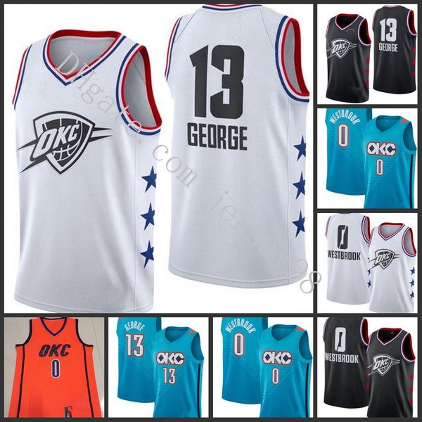 

oklahoma city thunder men 0 russell westbrook 13 paul george nba basketball jerseys, Black
