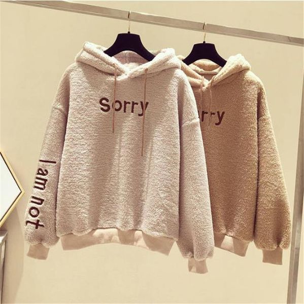 

winter women hoodies thick long sleeve letters loose hooded sweatshirts casual pullover designer woman hoodies dropshipping, Black