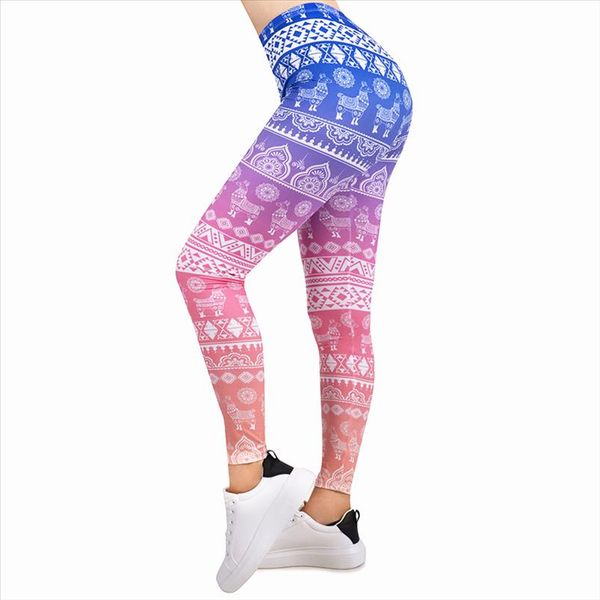 

women legging gradient printing leggins slim high elasticity legins fitness leggings female pants, Black