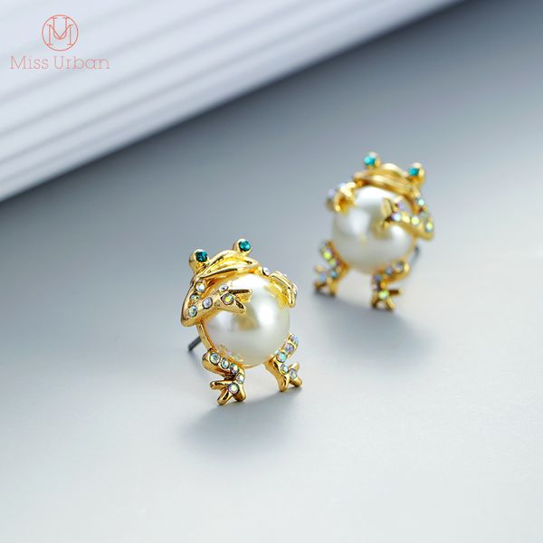 

stud 2021 arrival cute frog earrings fashion animal for women, Golden;silver