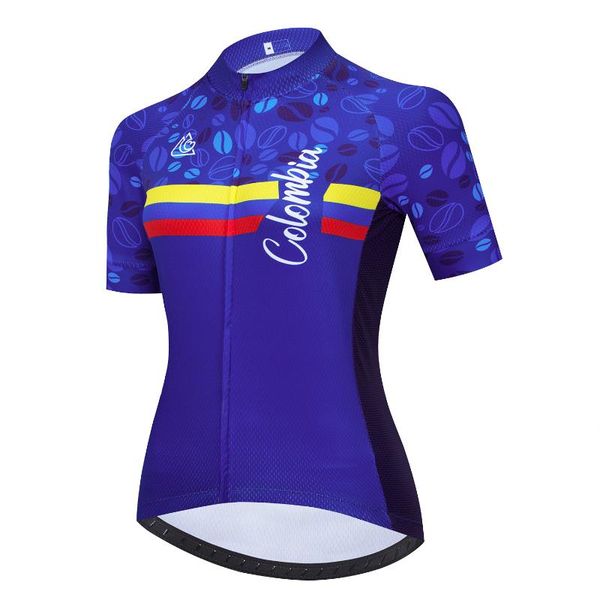 

женщины колумбия велоспорт джерси 2020 с коротким рукавом quick dry mtb дорожный велосипед джерси лето дышащий удобная одежда велосипедов, Black;red