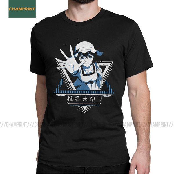 

mayuri star steins gate anime t-shirt for men kurisu okabe makise manga daru shiina rintaro game cotton tee short sleeve t shirt