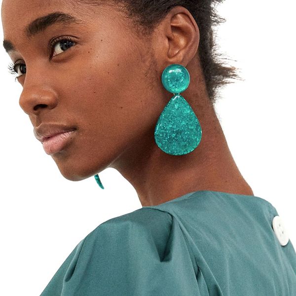 

stud terreau kathy fashion bohemian color resin water earrings for women 2021 statement accessories wholesale, Golden;silver