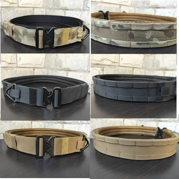 

cs outdoor military army fighter belt black hunting shooter belt double layer hard nl6 material, Black;brown