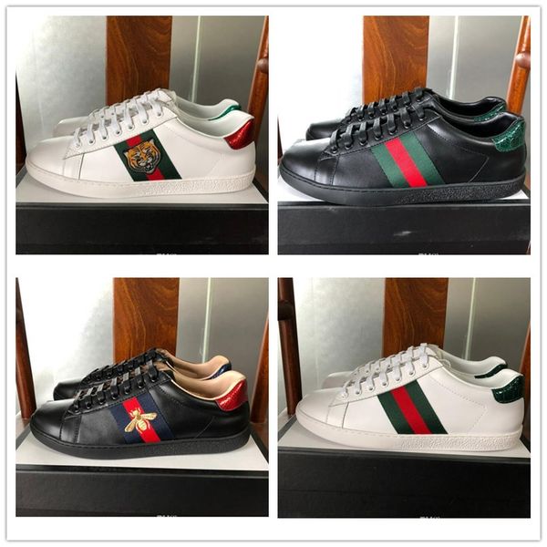 

ace sneakers tennis white man woman trainers tiger snake embroidery casual shoes, Black