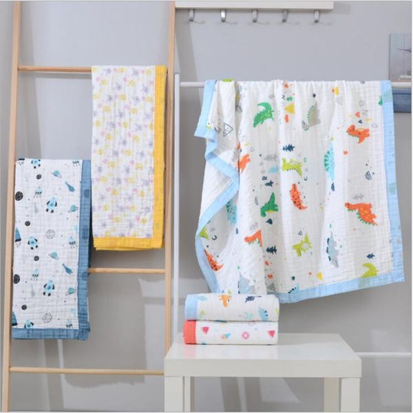 

110*120cm 6 layers infant gauze receiving blankets kids cover bedding gauze cotton children play mat muslin baby swaddle blanket
