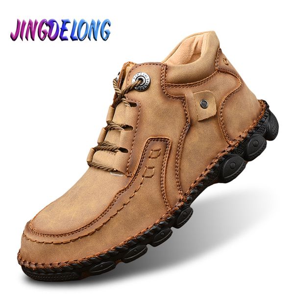 

boots brand men's waterproof leather comfortable winter classic shoes zapatos de hombre, Black