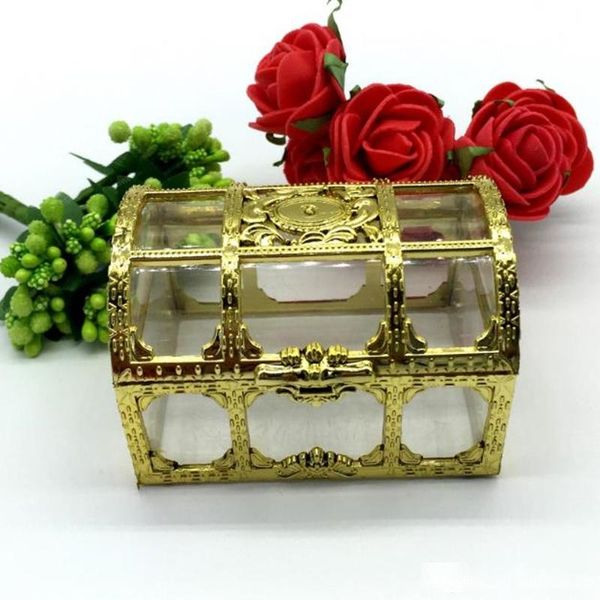 

grade golden silvery transparent plastic treasure chest wedding candy box gift boxes fast shipping f20173537