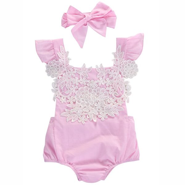 

bodysuit newborn baby girls floral lace fashion o-neck sunsuit rompers clothes jumpsuit outfits 0-18m, White