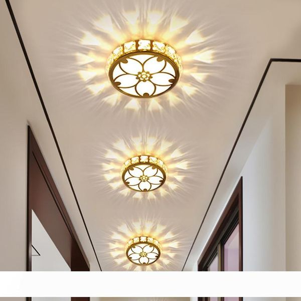 

round crystal led ceiling lights modern led crystal lamp aisle corridor led porch lamp lighting vintage balcony lights 5w ac90-260v