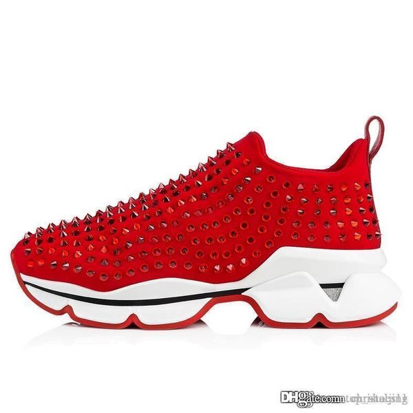 

luxury designer krystal spike sock donna flat sneakers designer mens red bottoms shoes womens rivet spiky junior spikes flat shoes, Black