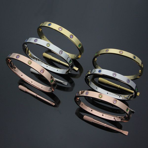 

2020 Hot Selling Brand New high quality Jewelry Women's men's bracelet narrow Titanium steel Fifth generation full Colorful diamond bracelet