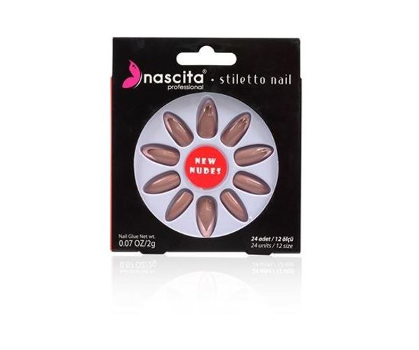 

nascita stiletto artificial nail-metallic-nasnailx0030, Red;gold