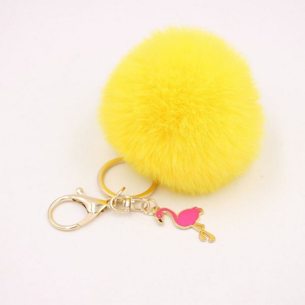 

cute pink flamingo мехового брелок pompom поддельного fur ball key chain пушистого помпон брелоки сумка подвеска брелок новый, Silver