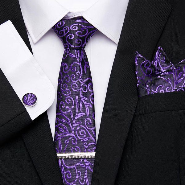 

bow ties wedding men set extra long size 145cm*7.5cm necktie purple paisley 100% silk jacquard woven neck tie suit party, Black;gray