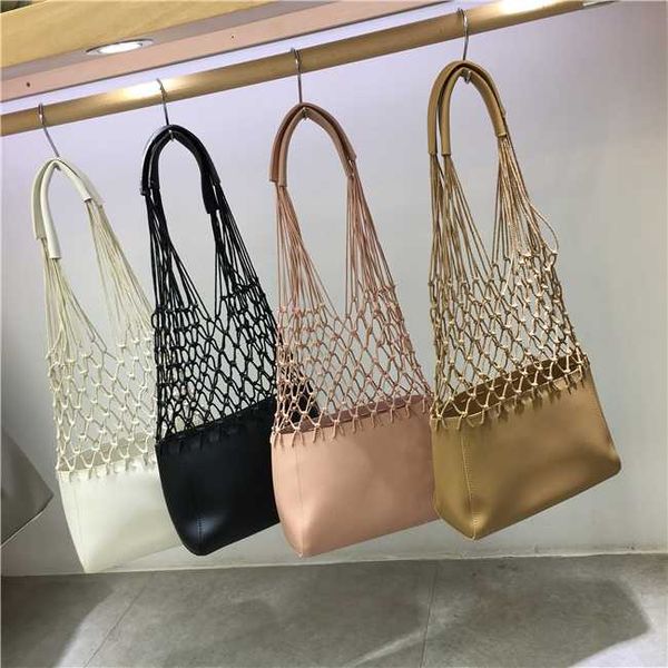 

casual hollow fishnet women shoulder bags designer handbags luxury rope woven messenger bag large capacity tote summer beach sac