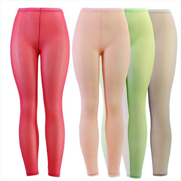 

women mesh transparent leggings see through pencil pants erotic lingerie club wear candy colors elastic stretch pants, Black