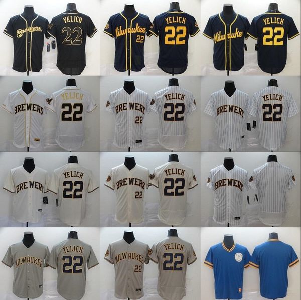 

men women kids youth 2020 new milwaukee 22 christian yelich jerseys 19 robin yount baseball jersey, Blue;black